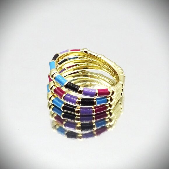 KENDRA SCOTT Essie Yellow Gold Plate Multicolor Enamel Ring Size 9 - Picture 1 of 5